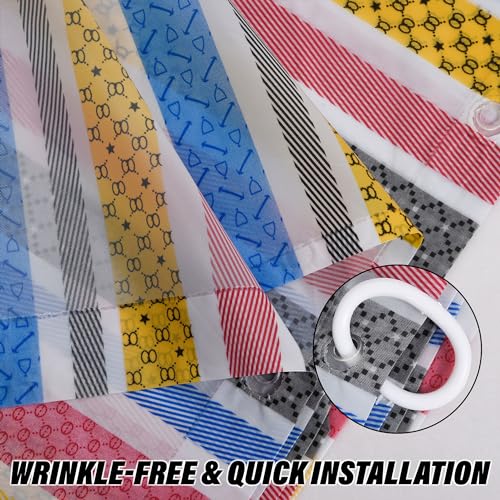 Image of Kuber industries AC Curtain | PVC Door Window Curtain | Curtains for Door | Lining Curtain for Bathroom | Window Blackout Curtain | Shower Curtain with 8 Rings | 7 Feet | Pack of 2 | Multicolor