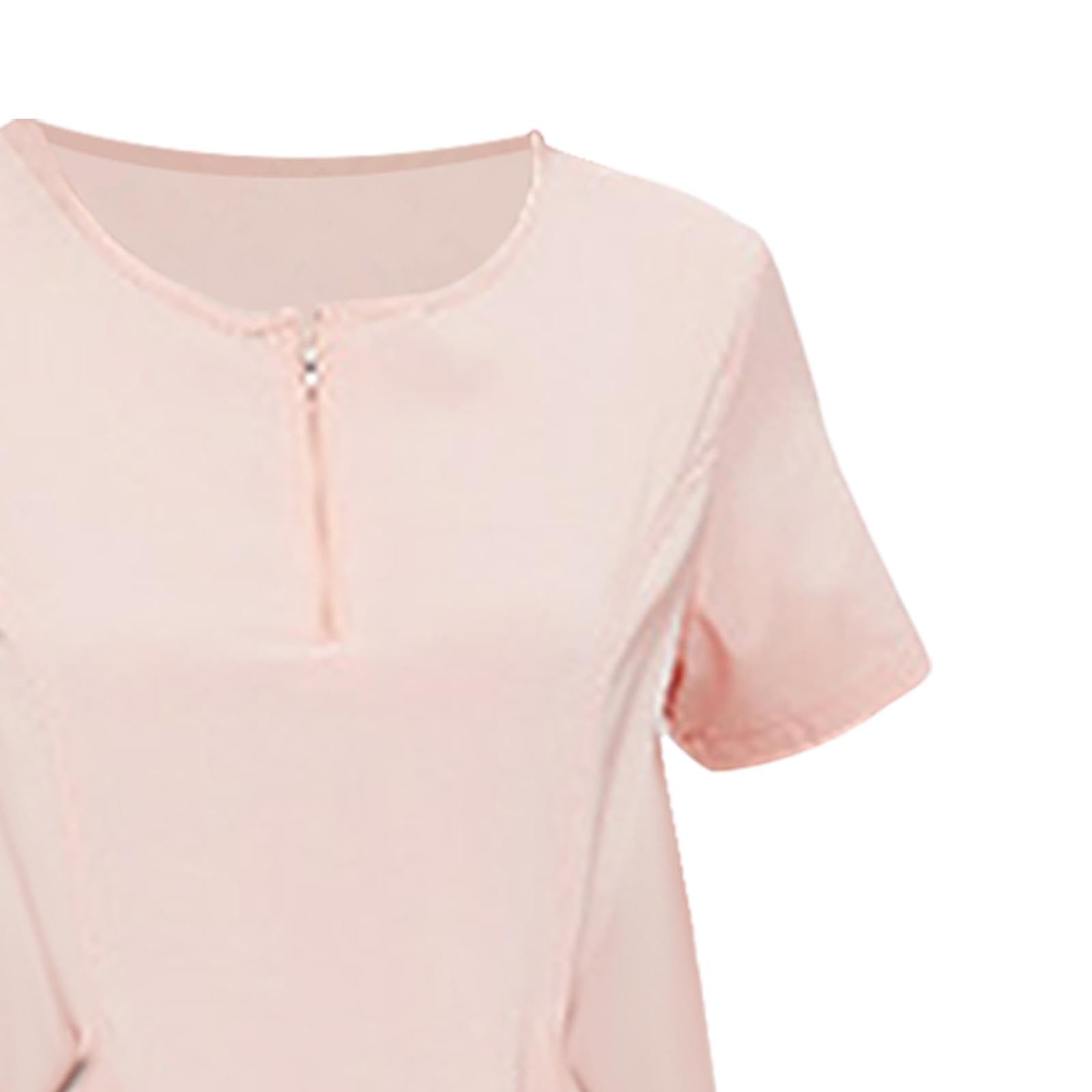 kowaku Conjunto de uniformes exfoliantes con bolsillos, Top y pantalones de enfermera, cintura elástica de verano, manga corta para salón de belleza, M