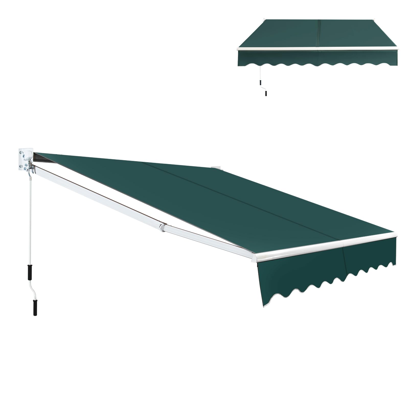 HOMASIS Toldo Manual Retráctil Plegable, Toldo Enrollable Exterior con Manivela de Metal, Protección UV, Impermeable, Ventana Puerta de Techo para Terraza, Jardín, Balcón (Verde, 295x250cm)