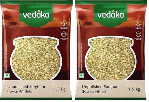 Image of Amazon Brand - Vedaka Unpolished Sorghum Millets | 1.5 Kg | Jowar /Great Millet /Bili Jola /Jonnalu /Cholam (Pack of 2)