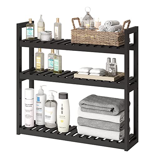 FILWH Bathroom Shelf Bamboo Organizer Rack Adjustable 3-Tier Storage Shelf