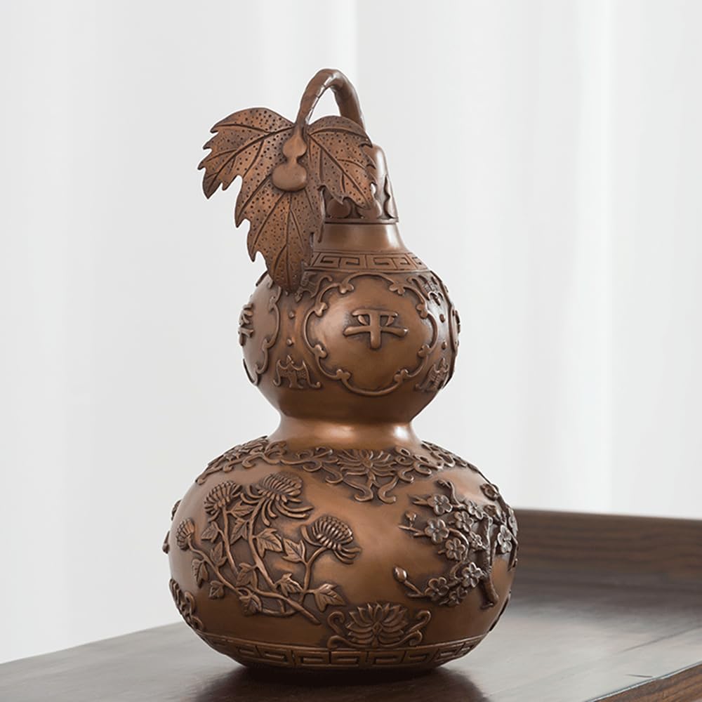 Ornamento Zucca Pacifica Quattro Stagioni in Rame Puro, Mascotte Feng Shui in Ottone e Bronzo