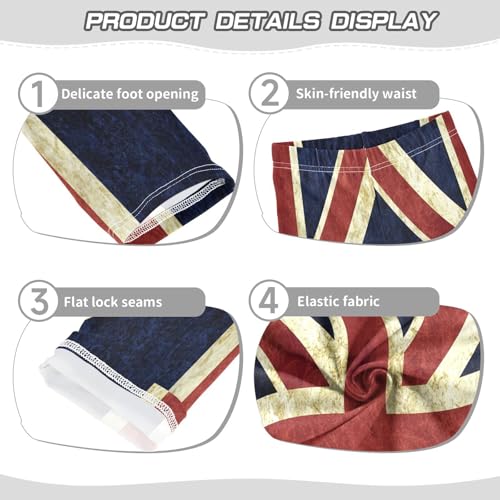 ALAZA Retro Union Jack Flag Girls Leggings Ankle Length Basic Leggings Stretchy Pants for Yoga Dance3