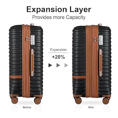 Joyway 24 Inch Checked Luggage, Expandable Suitcase with Spinner Wheel, 3 Piece Hard Shell Luggage Set with TSA Lock(Black)