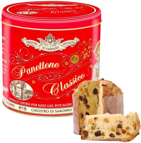 Panettone italian cake - Luxury christmas cake for family Christmas gifts, couples, women or men gifts - Christmas cake tin of panettone - authentic classic panettone Christmas fruit cake