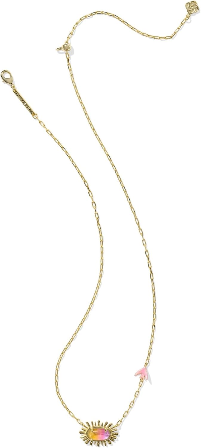 Kendra Scott Womens Elisa Bird Short Pendant Necklace Gold Sunrise Watercolor Illusion One Size