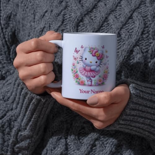Image of Hello Kitty Personalised Name Printed Coffee Mug 325ml | Stylish Ceramic Cup | Ideal Gift for Girls, Sister, Daughter, Friend | Birthday, Rakhi, Anniversary, Valentine's Day