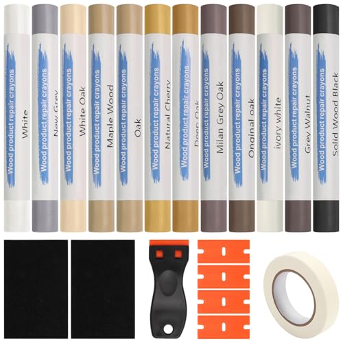 Molirex 12 Farben Hartwachs Reparaturset Parkett Reparaturset vinyl reparaturset für Laminat Parkett Vinylboden Vinyl Holz Möbel