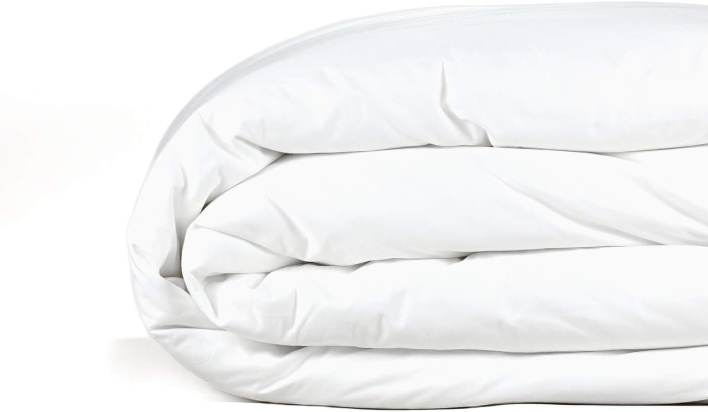 THOMAS LEE 500 Thread-Count Percale, US-Grown Pima Cotton, Classic White, Duvet Cover - Pure White Cotton Queen Duvet Cover for Bed