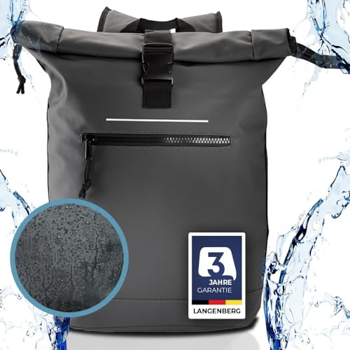 LANGENBERG Trenton Rolltop Rucksack - Wasserdichter Rucksack mit bequemen...