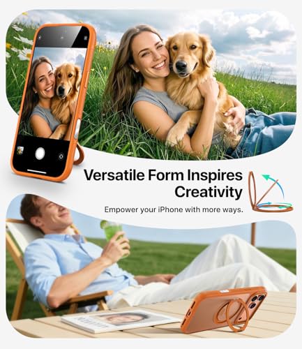 Image of for iPhone 17 Pro Case, Compatible with MagSafe, Slim Shockproof Military-Grade Rugged Protective Case with Stand, Camera Control, Comfort Grip (D-Orange, iPhone 17 Pro)