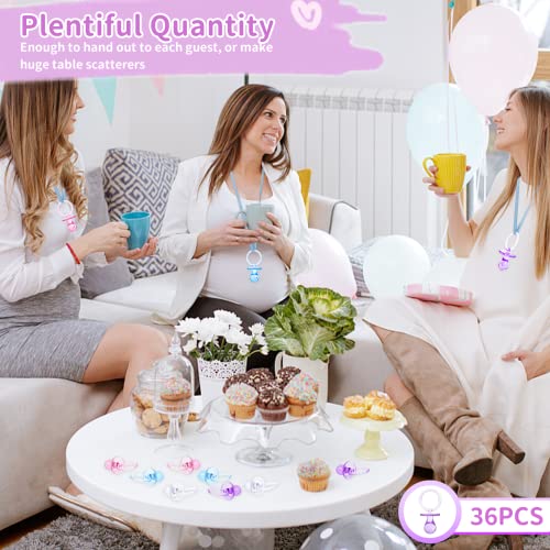 Image of Pacifiers for Baby Shower Game, 36 Plastic Pacifiers for Baby Shower Decoration DIY, Large Size Baby Shower Pacifiers, Gender Reveal Party Table Scatter /Hunt Baby Shower Game Props(Purple, 2.75 in)