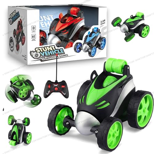 Image of SHAKTISM Remote Control Stunt Car, 1:24 Scale, 360-Degree Rotation, Rechargeable RC Vehicle with High-Speed Performance, Shockproof Tyres, Random Colour, for Kids 3+ Years