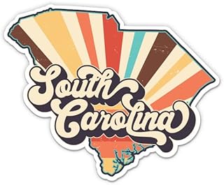 South Carolina Retro Style State Vinyl Sticker - Car Phone - 3"