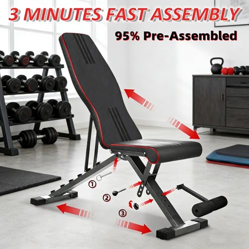 Image of Multi-Function 6 in 1 Weight Bench Set - Leg Press, Preacher Curl Rack, Adjustable Workout Bench & Squat Rack for Full Body Exercise, Fitness Strength Training for Home Gym