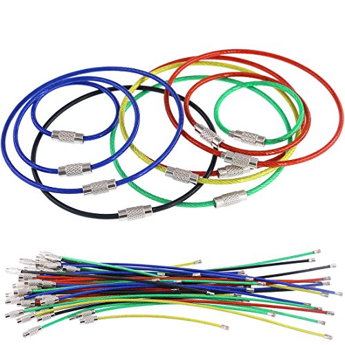 Swpeet 45Pcs Metal Wire Keychains Kit, 5 Colors And 3 Sizes Cable Keyrings 2Mm Key Rings Loops With Stainless Steel Connecter For Hiking Luggage Id Tags - 4 Inch, 6 Inch, 7.8 Inch #TOP3
