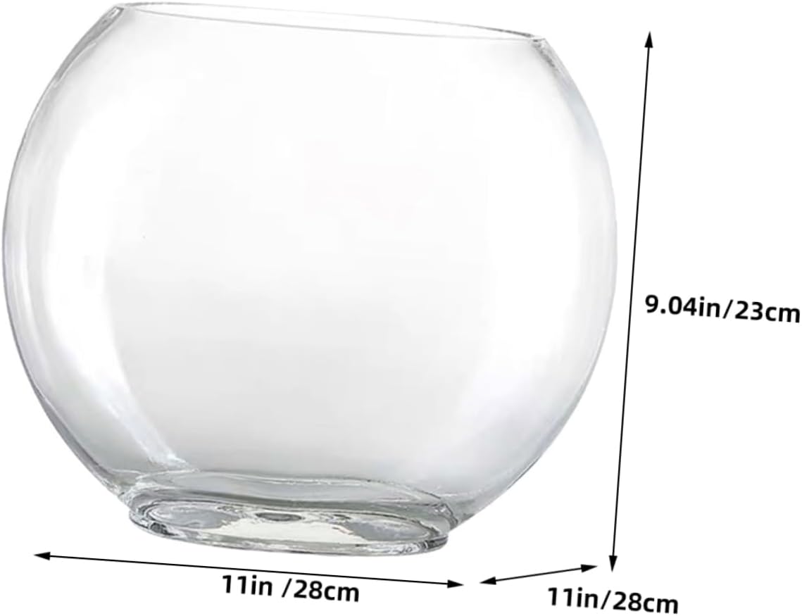 Totority Transparent Glass Ecological Fish Bowl Small Desktop Aquarium Tank for Hydroponic Plants and Succulent Terrarium Decorative Home Office Garden Decor