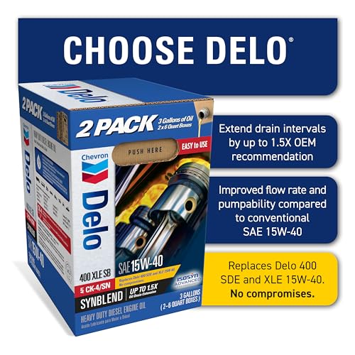 Image of Chevron Delo Heavy Duty Engine Oil SAE 15W-40 400 XLE SB Synblend with Isosyn Advanced Technology, 3 Gallons