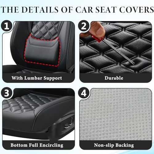Image of Car Seat Covers, Luxury Leather Seat Cover for Cars, Front Seat Covers, Car Seats Protector Waterproof, Faux Leather Car Seat Cushions, Universal Automotive Seat Covers for Most Cars SUV Trucks Black