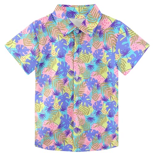 Image of XiaoMoSha Hawaiian Shirts for Boys Button Down Shirt Short Sleeve Shirts Girls Hawaiian Shirt Summer Beach Tops for Kids