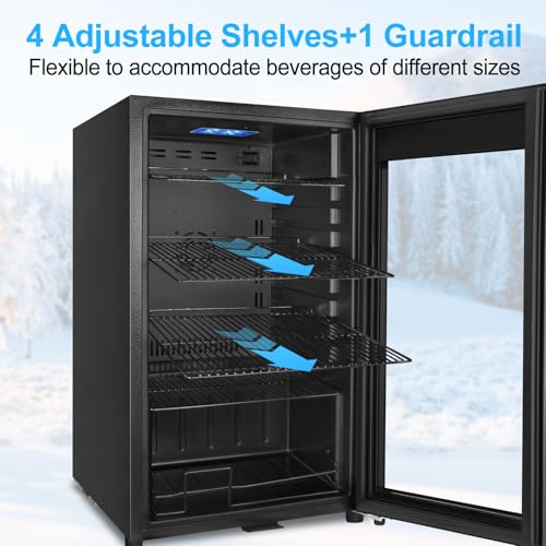 Image of Beverage Refrigerator 126 Can, Mini Beverage Fridge Small Beverage Cooler with Glass Door Safety Lock, Drink Fridge for Beer Soda Wine, Perfect for Dorm Office Hotel