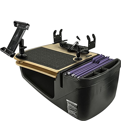 AutoExec AUE16250 GripMaster Car Desk Birch Finish with Phone Mount, Printer Stand and Tablet Mount