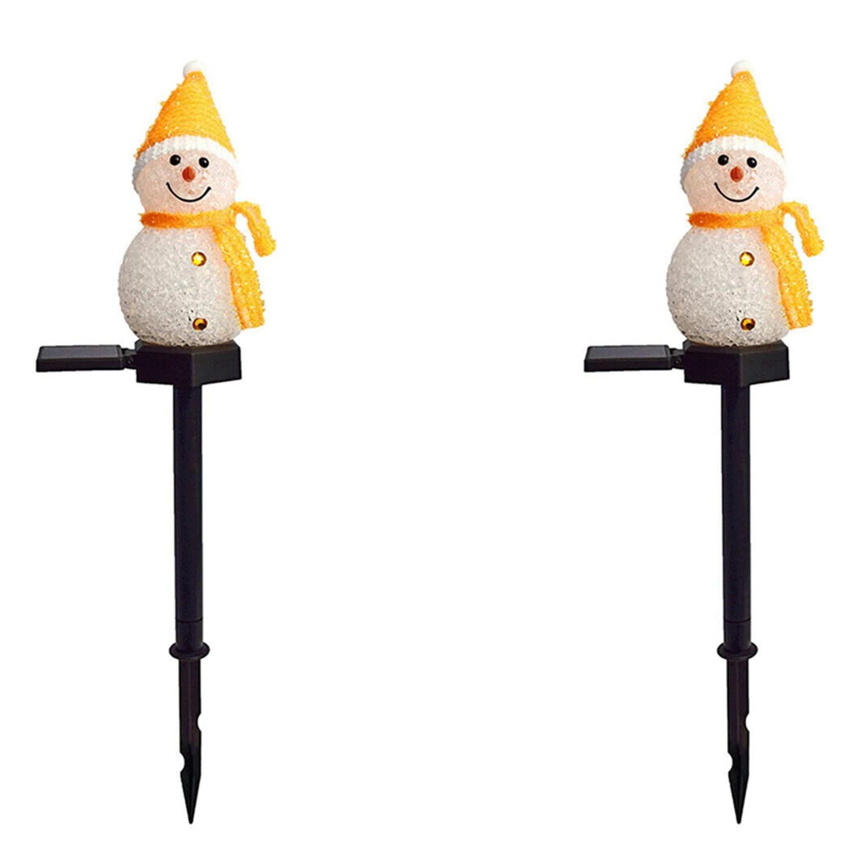 2 Lampade Solari A Forma Di Pupazzo Di Neve - Decorazione Natalizia Per Esterno Con Luci Calde