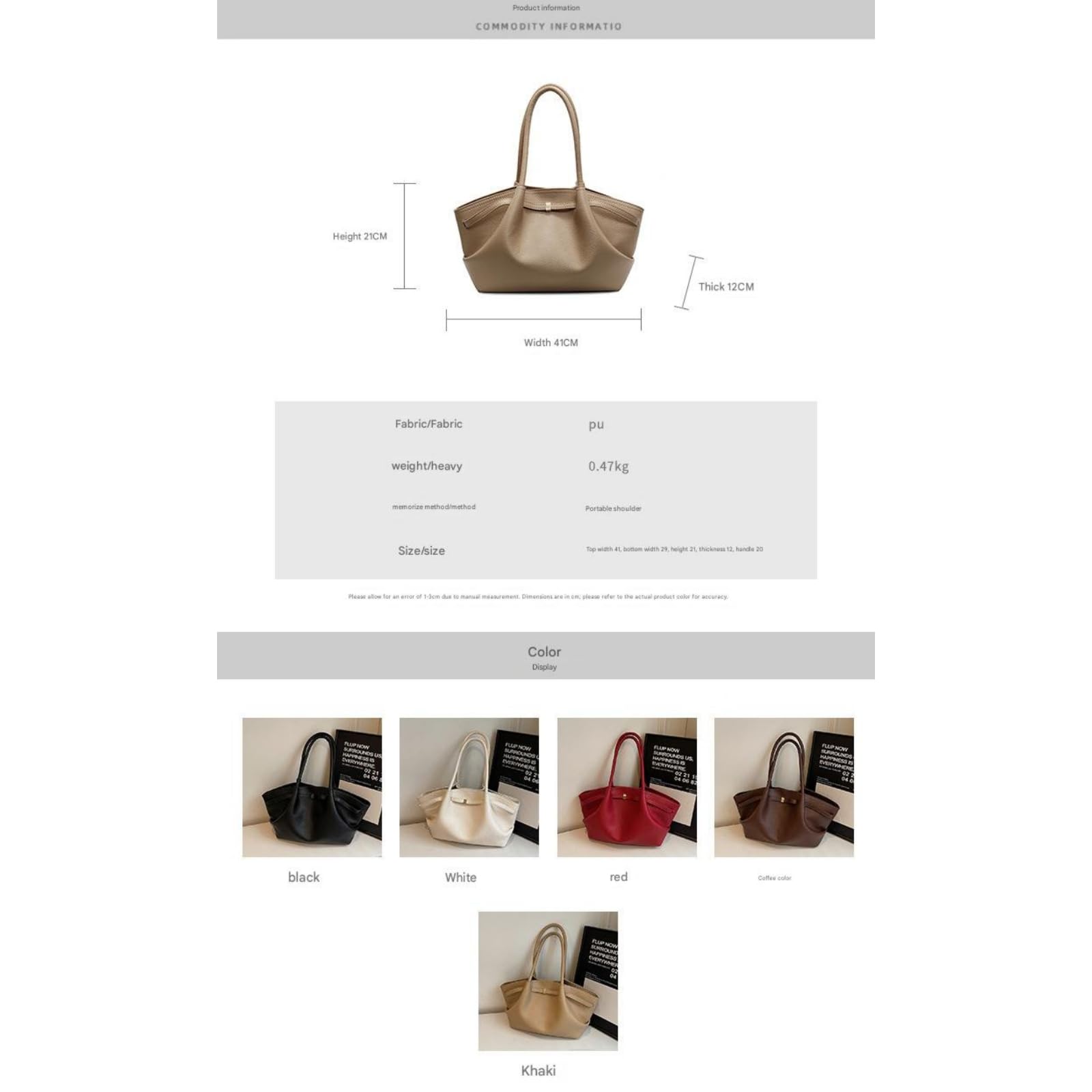 Borsa A Tracolla da Donna di Grande capacità in Stile retrò Primaverile-Marrone