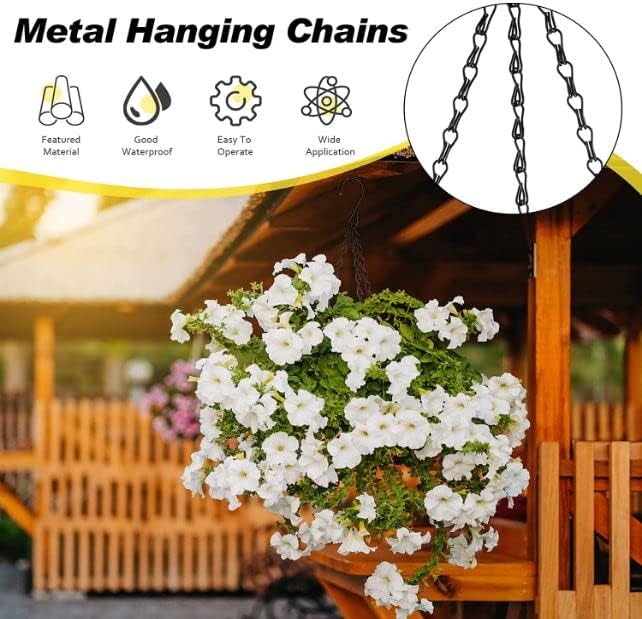 Mr. Carve Hanging Basket Replacement Chains for Planters and Pots | 14 Inches Black Powder Coated for Extra Durability | Pack of 5 - Image 8 thumbnail