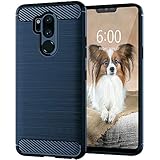 KEEPCA for LG G7 ThinQ Phone Case,Slim Thin Soft Flexible TPU Rubber Silicone Anti-Scratch Shockproof Carbon Fiber Protective Cover for LG G7,Brushed Blue