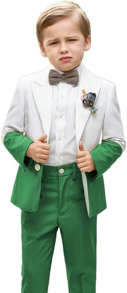 Boys 2 Piece Jacket Pants Suits Toddler Tuxedo Suit Set for Teen Boys Kids Wedding Two Color