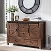 T4tream 48 farmhouse dresser for bedroom w4 drawers sliding barn doors tall chest of drawers rustic dresser tv stand wshelf wide organizer for bedroom living room reclaimed barnwood color  urban country home decor