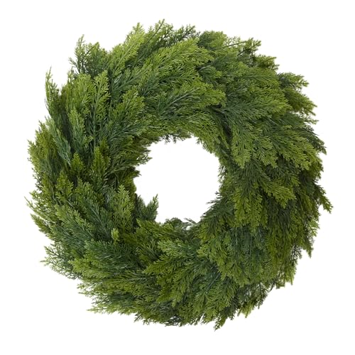 Joyhalo 23 Realistic Christmas Cedar Wreaths for Front Door Real Touch Norfolk Pine Wreath Artificial Everygreen Wreath for Walls Porches Farmhouse Outdoor Christmas Decor
