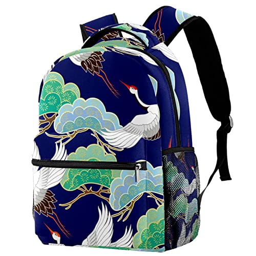 Sac à dos bleu marine grue volante avec porte-bouteille pour loisirs et campus