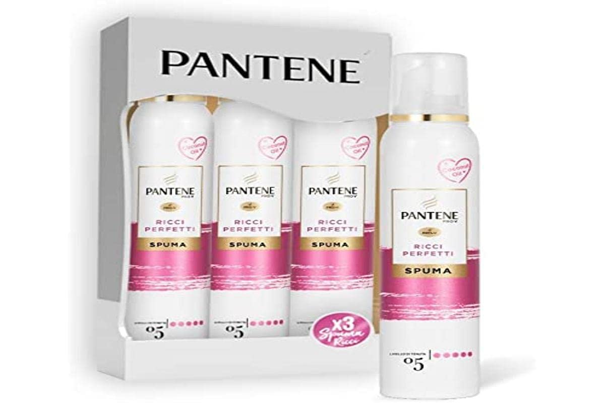 Pantene Pro-V Schaum für perfekte Locken, nährend und wärmend, mit Kokosöl, definierte und glänzende Locken für den ganzen Tag, Maxi-Format, 3 x 200 ml