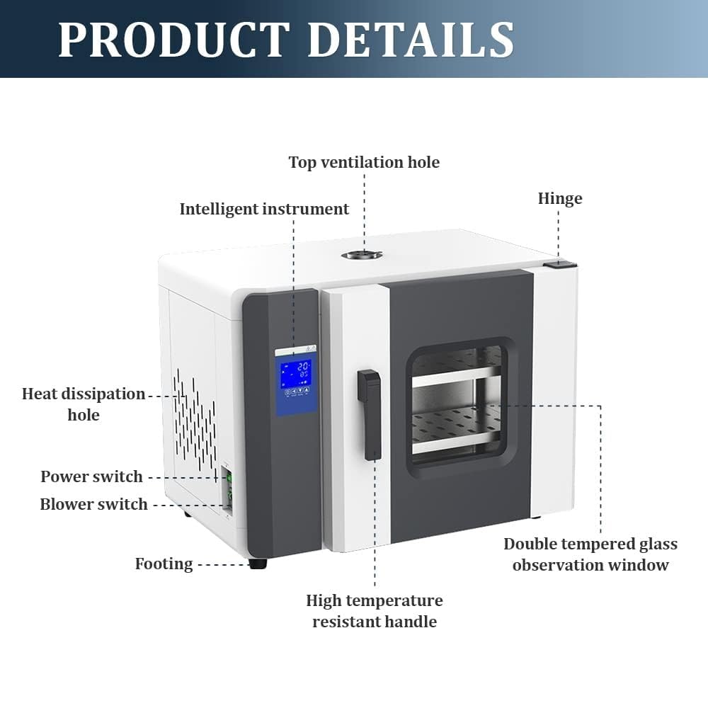 Constant Temperature Blast Drying Oven, 600W Oven Lab Oven 220V/RT+5-300℃, 15,6L Laboratory Drying Oven Forced Air Convection Incubator