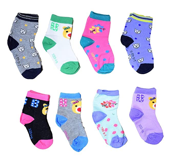 SMART VILLA TRADERS Baby Boys & Baby Girls Non Skid Anti Slip Crew Ankle Length Cotton Socks With Grips (Color & Print May Vary, Free Size)