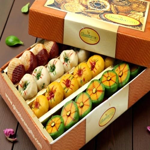 Ghasitaram Gifts Sugarfree Assorted Mithai Box 800 GMS|Sugar Free Sweets|Diabetic Friendly|Diwali Sugar Free Sweets Box