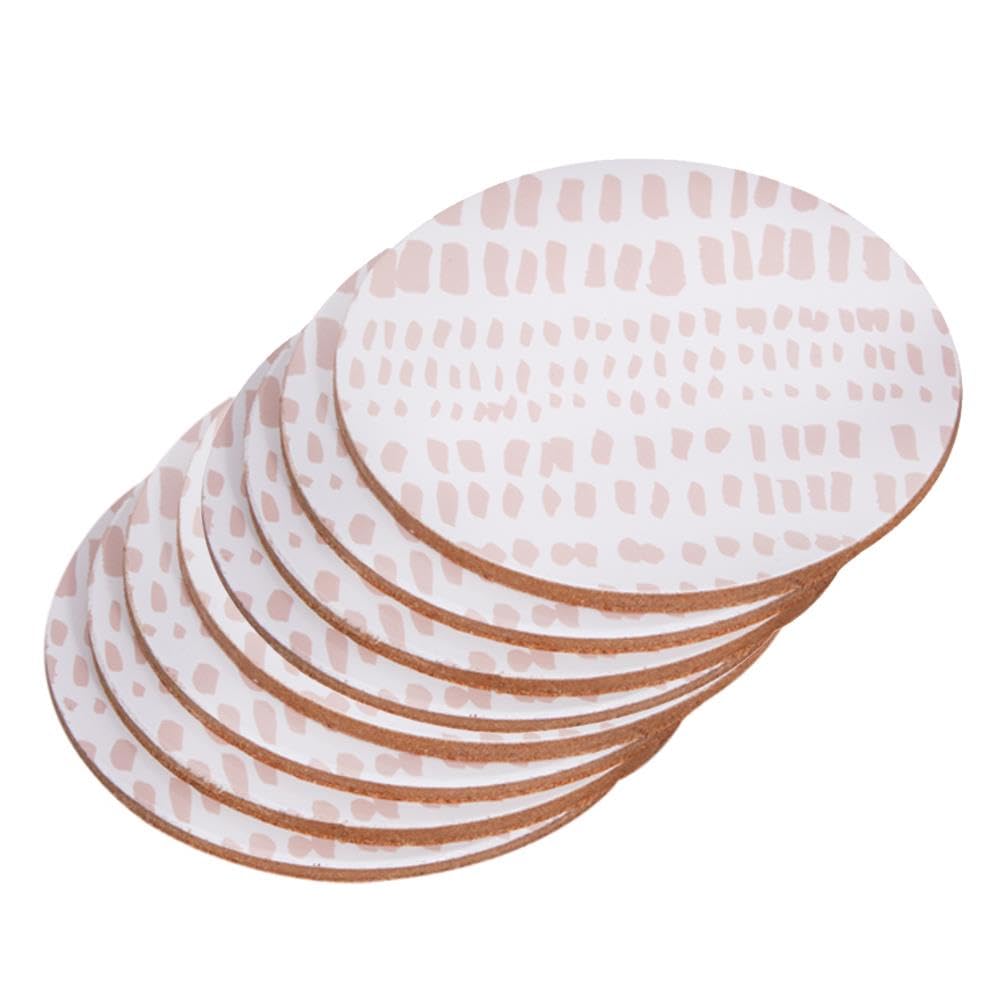 Yöl Pink Set Of 8 Abstract Drinks Coasters Tea Coffee Table Protection Cork Backing Surface Protectors Non-Slip