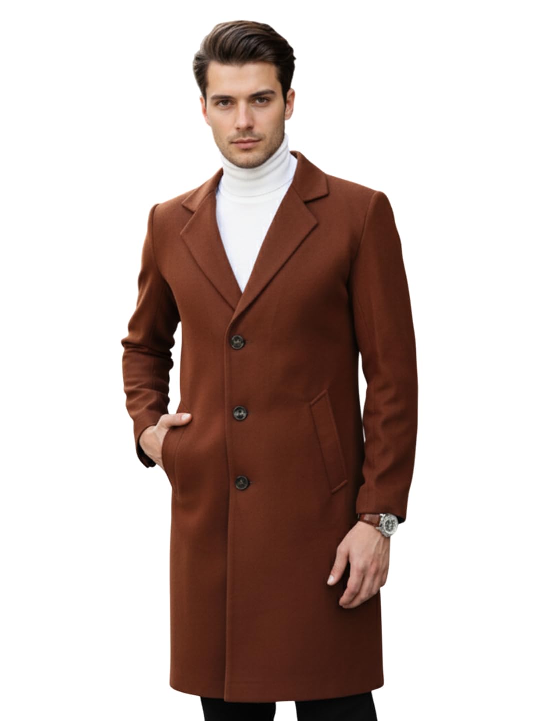 Wool Blend Men Winter Wear Regular Fit Standard Length Coat