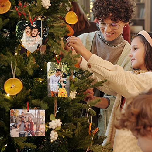 Gemszoo 2022 Christmas Picture Ornaments, Custom Double Sided Photo Text Ornaments Personalized Hanging Xmas Tree Commemorative Pendant Decoration Gift For Family, Couples (Horizontal Rectangle) #TOP4