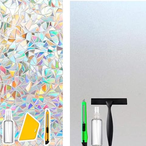 1 roll Rainbow Window Film & 1 roll Frosted Glass Window Film Cover