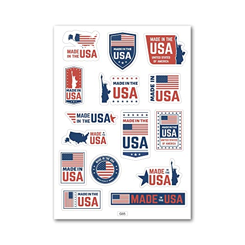 Planche A4 de stickers étiquette Made In USA autocollant adhésif ââ‚¬â€œ G05