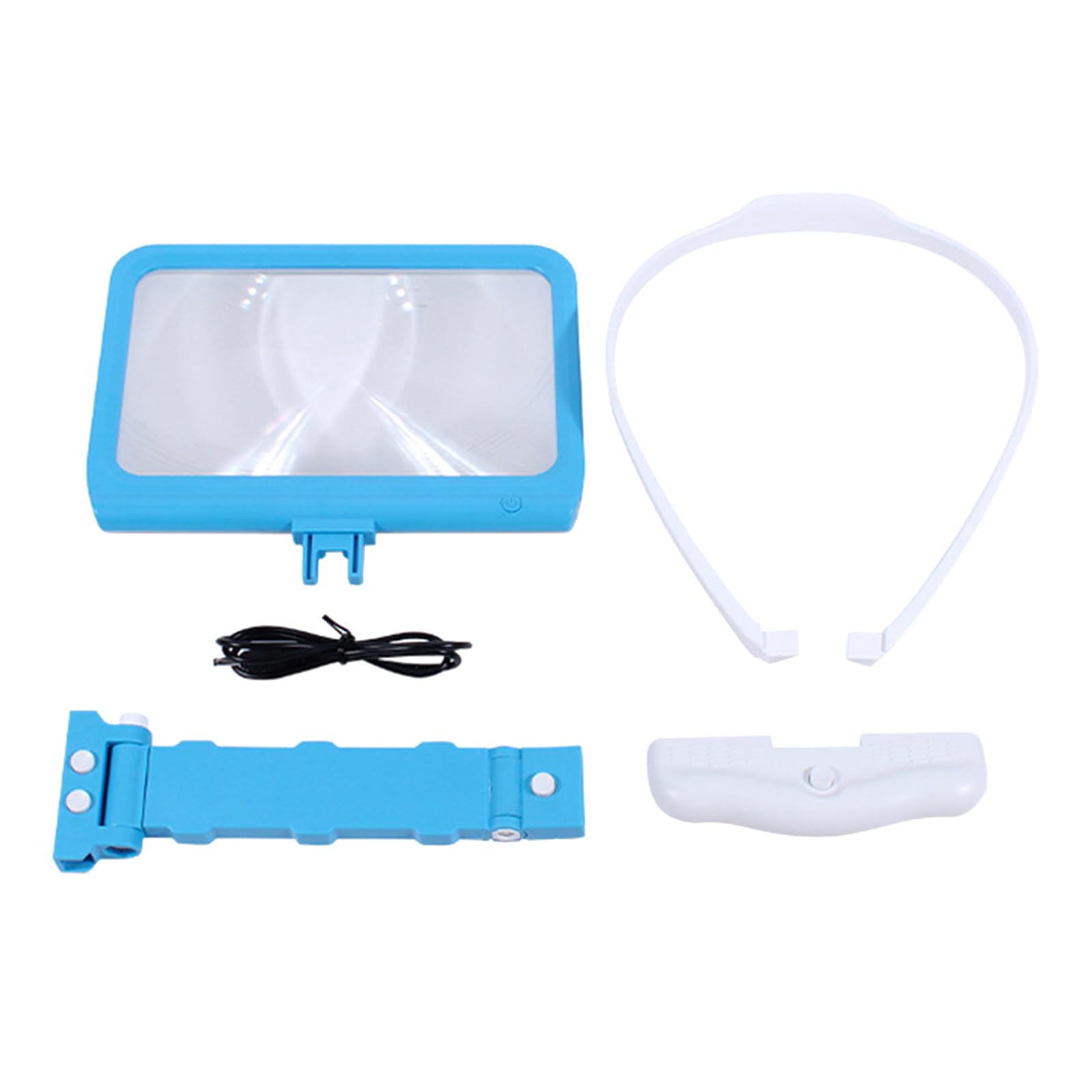 Lupa de ordenador con luz y soporte, ajustable, 48 LED, grande, plegable, lupa de mano