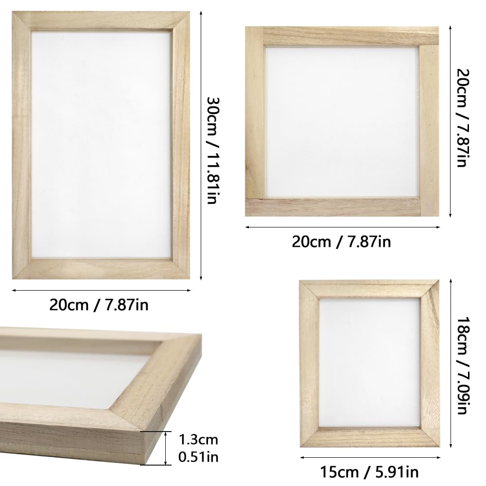 3 Pieza Bastidor Papel Reciclado Marco para Fabricación de Papel con Malla Madera Bastidor para la Fabricación de Papel de DIY, Serigrafía, Proyectos de Arte