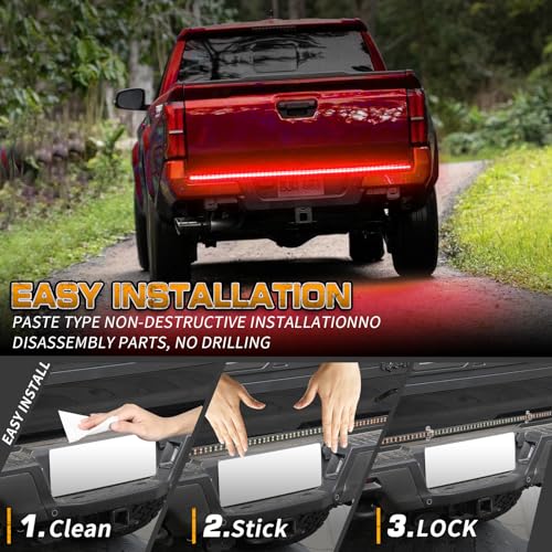Image of XRIDONSEN 48 inch 288 LED Red Tailgate Emergency Lights Strip | Rear Window Strobe Lights Flashing Warning Hazard Safety Caution Light for Vehicles Trucks Pickup