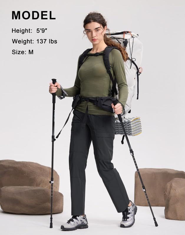 Pioneer Camp Damen Wanderhose, Sommer Trekkinghose UV-Schutz UPF 100 mit 20D Stretch Materia In die eigene Tasche verpackbar für Wandern, Reisen & Angeln