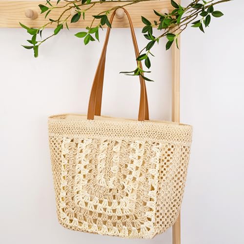 Straw Beach Bag for Women, Large Capacity Tote Bag, Handbag for Vacation, Travel, Daily(Styles 3243