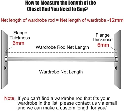 Heavy Duty 2.4mm Metal Closet Rod - 18in Wall Mount Clothes Bar for Bedroom, Bathroom, or Boutique - Modern Wardrobe Pole for Hanging Clothes & Organizing Cabinets