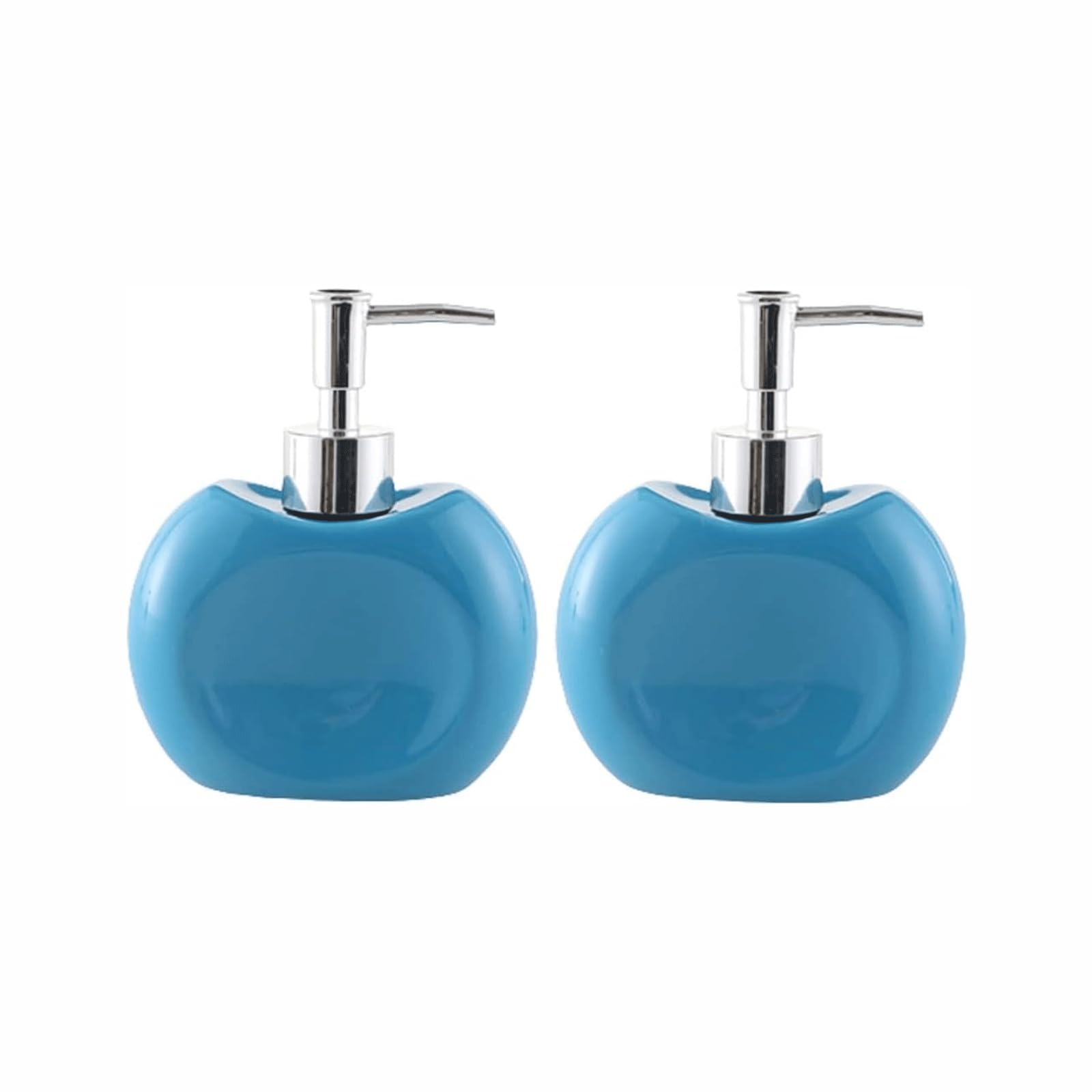 KEXYOAN Soap Dispenser Ceramic Liquid Dispensers with Silver Pump Lotion for Bathroom New Home Essentials(Blue-2)